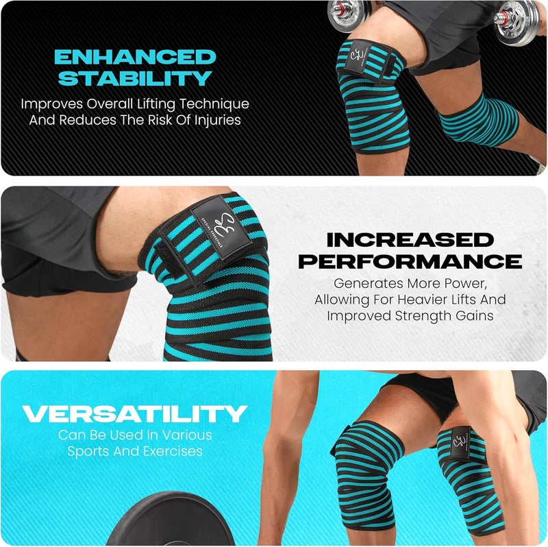 Special Essentials Store Knee Wraps for Weightlifting with Strap (2 Pack) - 72 Inches Flexible Support for Men & Women, for Powerlifting, Squats, Leg Press, and Cross Training - Image 3